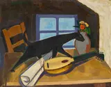 Karl Hofer, Katze, 1953, Öl auf Leinwand