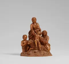 Deutsche Schule, Maria mit dem Christuskind auf dem Lamm, umgeben von der heiligen Anna und dem Johannesknaben, Buchsbaum, ungefasst