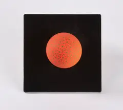 Kuno Gonschior, Ohne Titel, 1968, Bemalte Holzkugel und Samt auf Holz aufgezogen