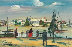 Franz Heckendorf, An der Promenade, 1932, Öl auf Holz