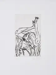 Aus: Gotische Mädchen by Georg Baselitz, 1995, Radierung auf Velin, sold Jun 2022