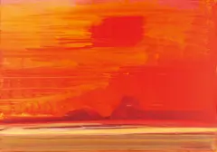 Bernd Zimmer, Rote Wüste, 2001, Acryl auf Passepartoutkarton, auf Leinwand aufgezogen