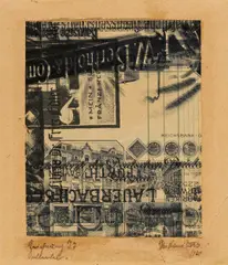 Kurt Schwitters, "Zeichnung I 7 allerlei", 1920, Fehldruck auf Papier, beschnitten. Auf leichtem Karton montiert