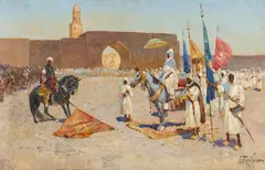 Franz Roubaud, Die Übergabe des Fahne an den Kalifen, Öl auf Leinwand