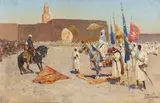 Franz Roubaud, Die Übergabe des Fahne an den Kalifen, Öl auf Leinwand