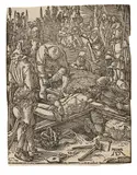 Christus wird ans Kreuz genagelt by Albrecht Durer, Holzschnitt auf Papier, sold Nov 2022