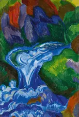 Fritz Schaefler, Wasserfall, Eitempera auf Leinwand