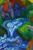 Fritz Schaefler, Wasserfall, Eitempera auf Leinwand