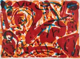 A. R. Penck, Ohne Titel, Farblithografie auf Arches FRANCE (Wasserzeichen)