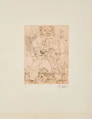 Der Jäger by Georg Baselitz, 1967, Farbradierung auf Velin, sold Sep 2022