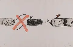Les Doigts by Antoni Tàpies, 1976, Vernis mou und Prägedruck auf Richard de Bas (Wasserzeichen), sold Oct 2022