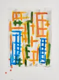 Günther Förg, Ohne Titel, 2001, Handkolorierte Lithografie auf C.M.FABRIANO (Wasserzeichen)