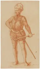 Porträt eines Kaisers aus dem Hause Habsburg by Martino Altomonte, Bleistift und rote Kreide auf Papier, sold Nov 2022