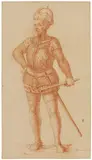 Martino Altomonte, Porträt eines Kaisers aus dem Hause Habsburg, Bleistift und rote Kreide auf Papier