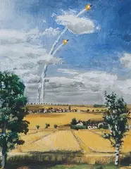 Markus Matthias Krüger, "Studie zu 'Raketen'", 2010, Acryl auf Velin