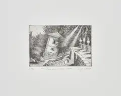 Bomarzo, La casa storta by Michael Triegel, 2004, Radierung auf Velin, sold Jan 2022