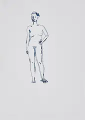 Ohne Titel by Stephan Balkenhol, 1993, Tinte auf Velin, sold Jan 2022