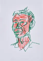 Ohne Titel by Stephan Balkenhol, 1981, Farbstift auf dünnem Velin, sold Jan 2022