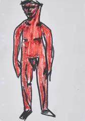 Ohne Titel by Stephan Balkenhol, 1981, Ölkreide auf perforiertem Papier, sold Jan 2022