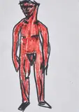 Stephan Balkenhol, Ohne Titel, 1981, Ölkreide auf perforiertem Papier