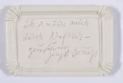 Joseph Beuys, ich ernähre mich durch Kraftvergeudung, 1978, Weißer Pappteller