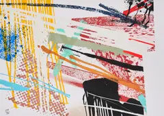 Dragged mass geometric (Grau) by Michael Heizer, screenprint, sold Sep 2021