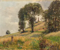 Wiesenhang am Spichernberg bei Saarbrücken by Fritz von Wille, Öl auf Leinwand, sold Nov 2021