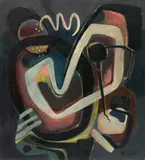 Theodor Werner, Komposition, Um 1950, Öl auf Hartfaser