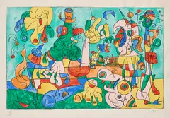 Joan Miró, Aus: Ubu Roi, 1966, Farblithografie auf Arches (Wasserzeichen)