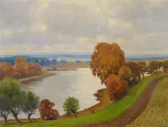 Franz Hecker, Weite norddeutsche Seenlandschaft, Öl auf Leinwand