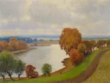 Franz Hecker, Weite norddeutsche Seenlandschaft, Öl auf Leinwand