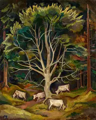 Kühe im Wald by Karl Hofer, Um 1912/13 (?), Öl auf Leinwand, sold Dec 2021