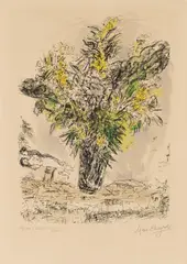 Mimosas by Marc Chagall, 1968, Farblithografie auf Arches (Wasserzeichen), sold Dec 2021