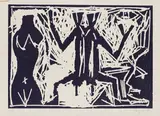 Ohne Titel by A. R. Penck, Farbholzschnitt auf Hahnemühle (Wasserzeichen), sold Oct 2021