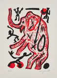 A. R. Penck, Ohne Titel (Elefant), 1992, Farblithografie auf Velin