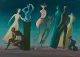 "Volle Unruhe" by Mac (Heinz Hans Oskar Zimmermann) Zimmermann, 1982, Öl auf Hartfaser, sold Feb 2022