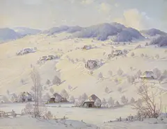 Karl Hauptmann, Wintertag im Schwarzwald, Öl auf Holz