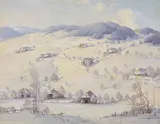Karl Hauptmann, Wintertag im Schwarzwald, Öl auf Holz