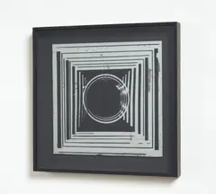 Christian Megert, Ohne Titel, Serigrafie auf Spiegel in schwarzem Kastenrahmen