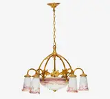 Muller Frères, Deckenlampe, Messingmontierung