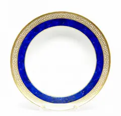 Teller mit Mäanderdekor by Kpm, Porzellan, blau und gold staffiert, sold Oct 2011