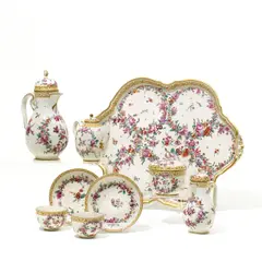Service mit Mäanderband und Blumendekor by Frankenthal, Porzellan, farbig und gold dekoriert, sold Nov 2013