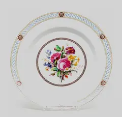 Teller mit Blumenbouquet by Kpm, Porzellan, farbig staffiert, sold Oct 2011