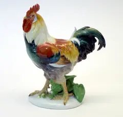 Schreitender Hahn by Meissen, Porzellan, farbiges Dekor, sold Nov 2013