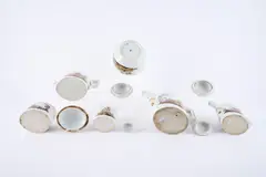 Fürstenberg, Kaffee- und Teeservice mit Landschaften, Porzellan, polychrom und gold staffiert.