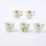Royal Copenhagen, Kleines Mokka-Set 'Flora Danica', Porzellan, polychrom und gold staffiert.