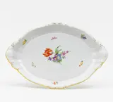 Kpm, Ovale Platte Blumendekor, Porzellan, farbig und gold staffiert