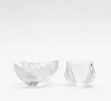 René Lalique, Zwei Schalen, Farbloses Glas, tlw