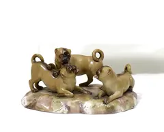 Mopsgruppe by Meissen, Porzellan, farbig staffiert, sold Nov 2013