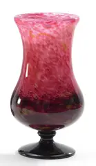 Balustervase by Verreries Schneider, Farbloses Glas mit pinken, gelben und violetten Pulvereinschmelzungen, sold Nov 2013
